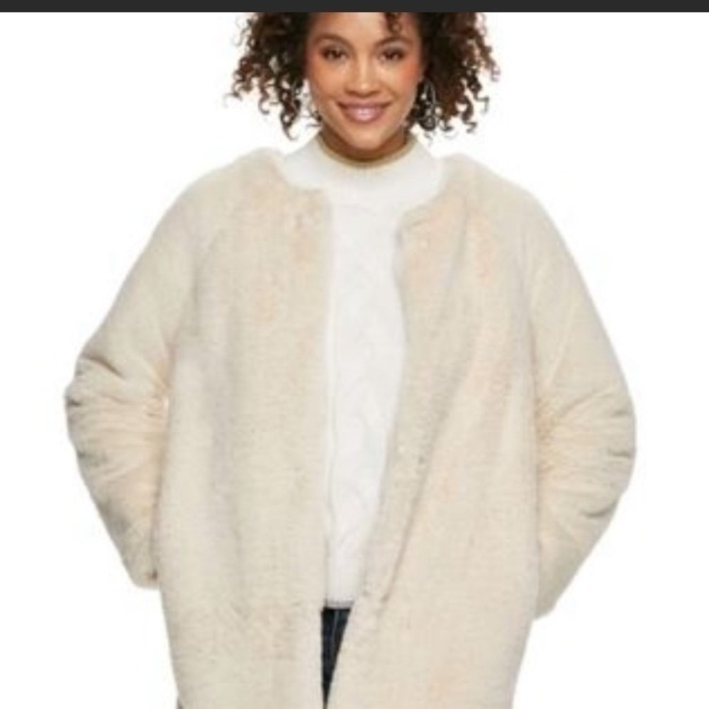 Popsugar puffy cream boxy teddy coat